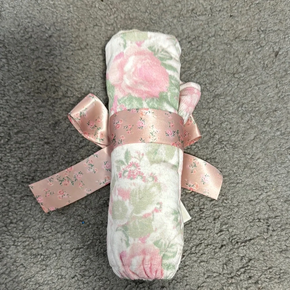 Floral Pink and Green Towel Head Wrap